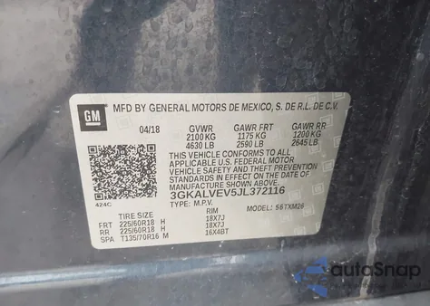 2018 GMC Terrain Slt z USA, uszkodzony, nr VIN 3GKALVEV5JL372116